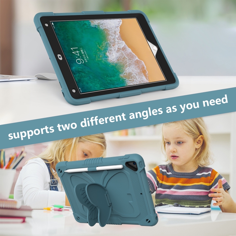 Pure Color PC + Silicone Anti-drop Protective Case with Butterfly Shape Holder & Pen Slot For iPad 9.7 2018 & 2017 / Pro 9.7 inch / Air 2 / 6(Dark Green) Pure Color PC + Silicone Anti-drop Protective Case with Butterfly Shape Holder & Pen Slot For iPad 9.7 2018 & 2017 / Pro 9.7 inch / Air 2 / 6(Dark Green)