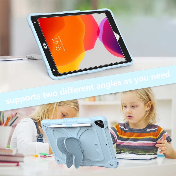 Pure Color PC + Silicone Anti-drop Protective Case with Butterfly Shape Holder & Pen Slot For iPad 10.2 2021 & 2020 & 2019 / Air 3 10.5 inch(Ice Crystal Blue) Pure Color PC + Silicone Anti-drop Protective Case with Butterfly Shape Holder & Pen Slot For iPad 10.2 2021 & 2020 & 2019 / Air 3 10.5 inch(Ice Crystal Blue)