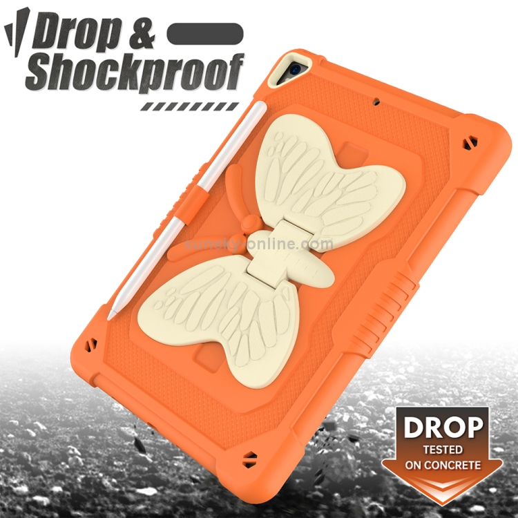 Beige PC + Silicone Anti-drop Protective Case with Butterfly Shape Holder & Pen Slot For iPad 10.2 2021 & 2020 & 2019 / Air 3 10.5 inch(Beige + Kumquat) Beige PC + Silicone Anti-drop Protective Case with Butterfly Shape Holder & Pen Slot For iPad 10.2 2021 & 2020 & 2019 / Air 3 10.5 inch(Beige + Kumquat)
