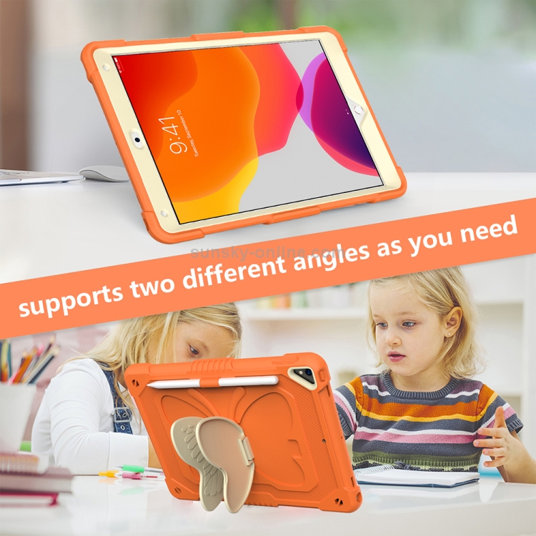Beige PC + Silicone Anti-drop Protective Case with Butterfly Shape Holder & Pen Slot For iPad 10.2 2021 & 2020 & 2019 / Air 3 10.5 inch(Beige + Kumquat) Beige PC + Silicone Anti-drop Protective Case with Butterfly Shape Holder & Pen Slot For iPad 10.2 2021 & 2020 & 2019 / Air 3 10.5 inch(Beige + Kumquat)