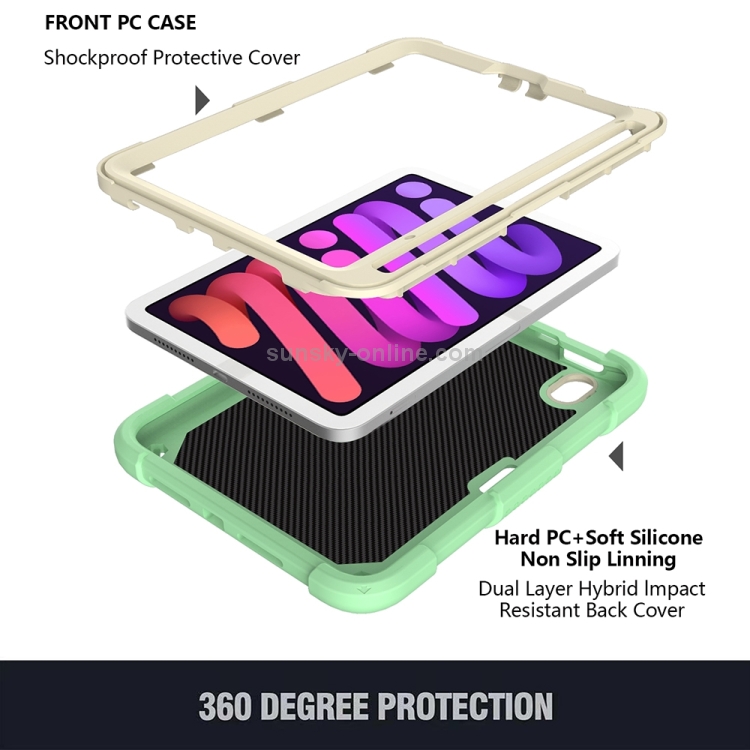 For iPad mini 6 / mini 2024 Beige PC + Silicone Anti-drop Protective Tablet Case with Butterfly Shape Holder & Pen Slot(Beige + Fresh Green) For iPad mini 6 / mini 2024 Beige PC + Silicone Anti-drop Protective Tablet Case with Butterfly Shape Holder & Pen Slot(Beige + Fresh Green)
