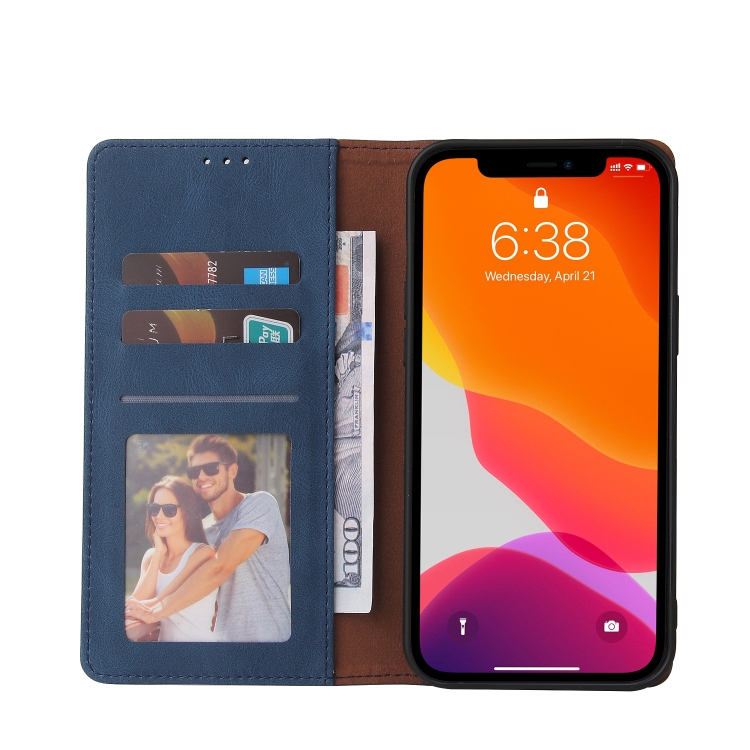 For iPhone 12 Pro Max Simple Suction Closure Horizontal Flip Leather Case with Holder & Card Slot & Wallet(Blue) For iPhone 12 Pro Max Simple Suction Closure Horizontal Flip Leather Case with Holder & Card Slot & Wallet(Blue)