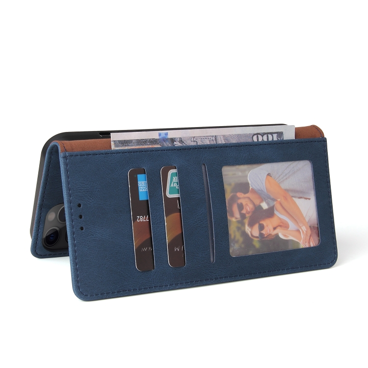 For iPhone 12 Pro Max Simple Suction Closure Horizontal Flip Leather Case with Holder & Card Slot & Wallet(Blue) For iPhone 12 Pro Max Simple Suction Closure Horizontal Flip Leather Case with Holder & Card Slot & Wallet(Blue)