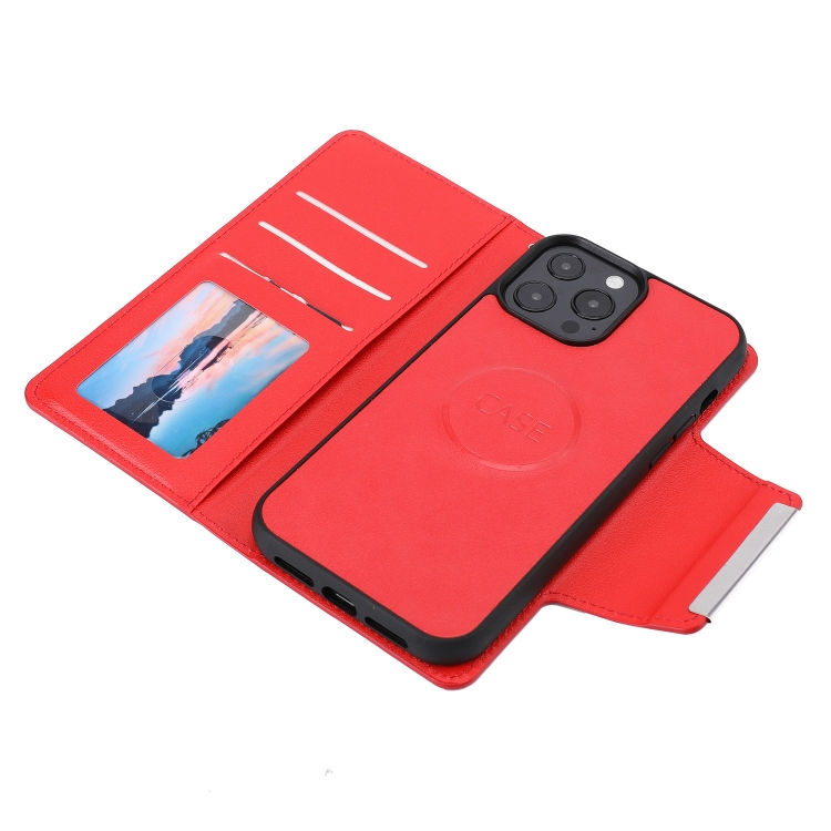 For iPhone 13 Pro Max Ultra-thin Separable Magnetic Horizontal Flip Leather Case with Card Slot & Wallet (Red) For iPhone 13 Pro Max Ultra-thin Separable Magnetic Horizontal Flip Leather Case with Card Slot & Wallet (Red)
