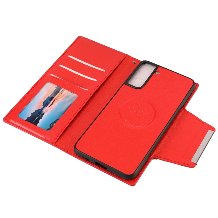 For Samsung Galaxy S21+ 5G Ultra-thin Separable Magnetic Horizontal Flip Leather Case with Card Slot & Wallet(Red) For Samsung Galaxy S21+ 5G Ultra-thin Separable Magnetic Horizontal Flip Leather Case with Card Slot & Wallet(Red)