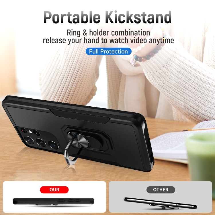 For Samsung Galay S21 Ultra 5G Pioneer Armor Heavy Duty PC + TPU Shockproof Case with Holder(Black) For Samsung Galay S21 Ultra 5G Pioneer Armor Heavy Duty PC + TPU Shockproof Case with Holder(Black)