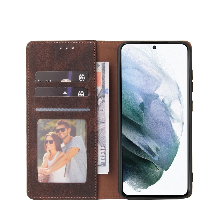 For Samsung Galaxy S21 5G Simple Suction Closure Horizontal Flip Leather Case with Holder & Card Slot & Wallet(Brown) For Samsung Galaxy S21 5G Simple Suction Closure Horizontal Flip Leather Case with Holder & Card Slot & Wallet(Brown)