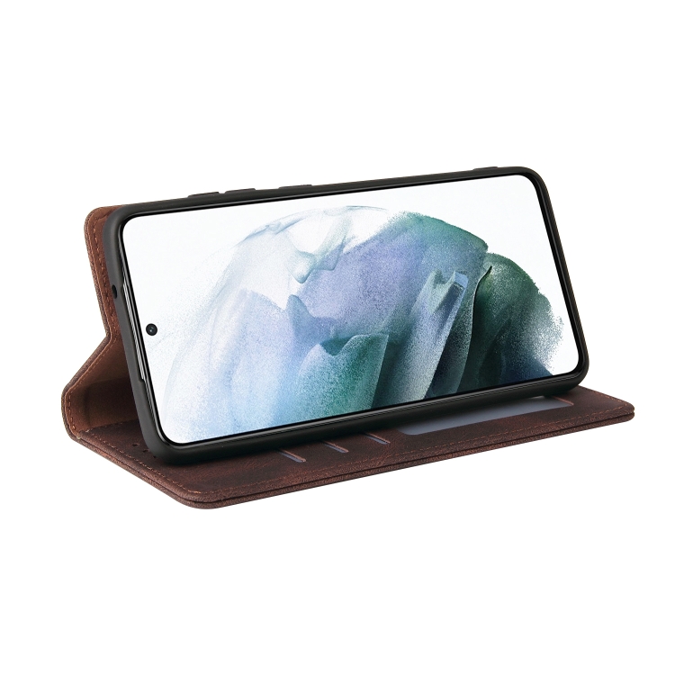 For Samsung Galaxy S21 5G Simple Suction Closure Horizontal Flip Leather Case with Holder & Card Slot & Wallet(Brown) For Samsung Galaxy S21 5G Simple Suction Closure Horizontal Flip Leather Case with Holder & Card Slot & Wallet(Brown)