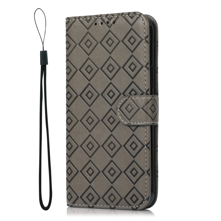 For Samsung Galaxy S21+ 5G Embossed Big Small Concentric Squares Pattern Horizontal Flip Leather Case with Card Slot & Holder & Wallet(Grey) For Samsung Galaxy S21+ 5G Embossed Big Small Concentric Squares Pattern Horizontal Flip Leather Case with Card Slot & Holder & Wallet(Grey)