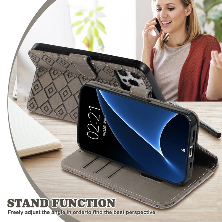 For Samsung Galaxy S21+ 5G Embossed Big Small Concentric Squares Pattern Horizontal Flip Leather Case with Card Slot & Holder & Wallet(Grey) For Samsung Galaxy S21+ 5G Embossed Big Small Concentric Squares Pattern Horizontal Flip Leather Case with Card Slot & Holder & Wallet(Grey)