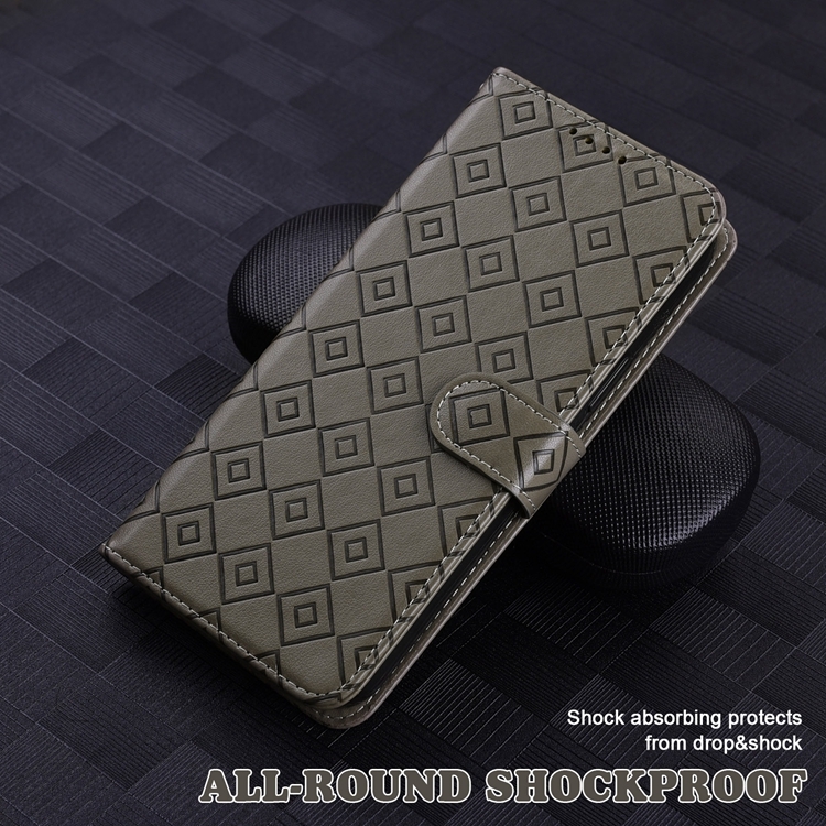 For Samsung Galaxy S21+ 5G Embossed Big Small Concentric Squares Pattern Horizontal Flip Leather Case with Card Slot & Holder & Wallet(Grey) For Samsung Galaxy S21+ 5G Embossed Big Small Concentric Squares Pattern Horizontal Flip Leather Case with Card Slot & Holder & Wallet(Grey)