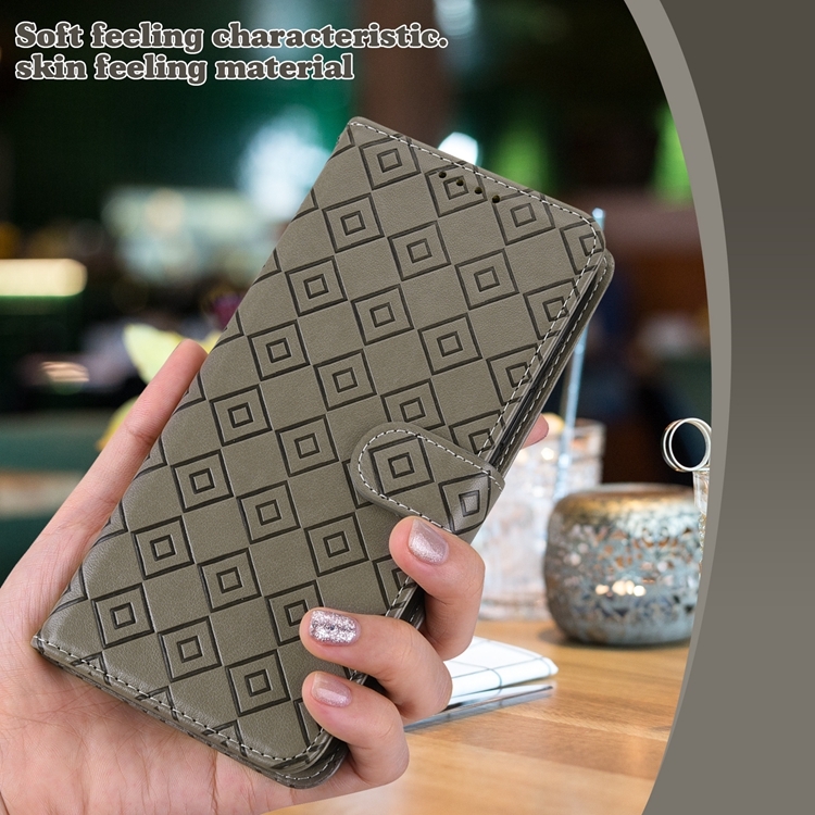 For Samsung Galaxy S21+ 5G Embossed Big Small Concentric Squares Pattern Horizontal Flip Leather Case with Card Slot & Holder & Wallet(Grey) For Samsung Galaxy S21+ 5G Embossed Big Small Concentric Squares Pattern Horizontal Flip Leather Case with Card Slot & Holder & Wallet(Grey)