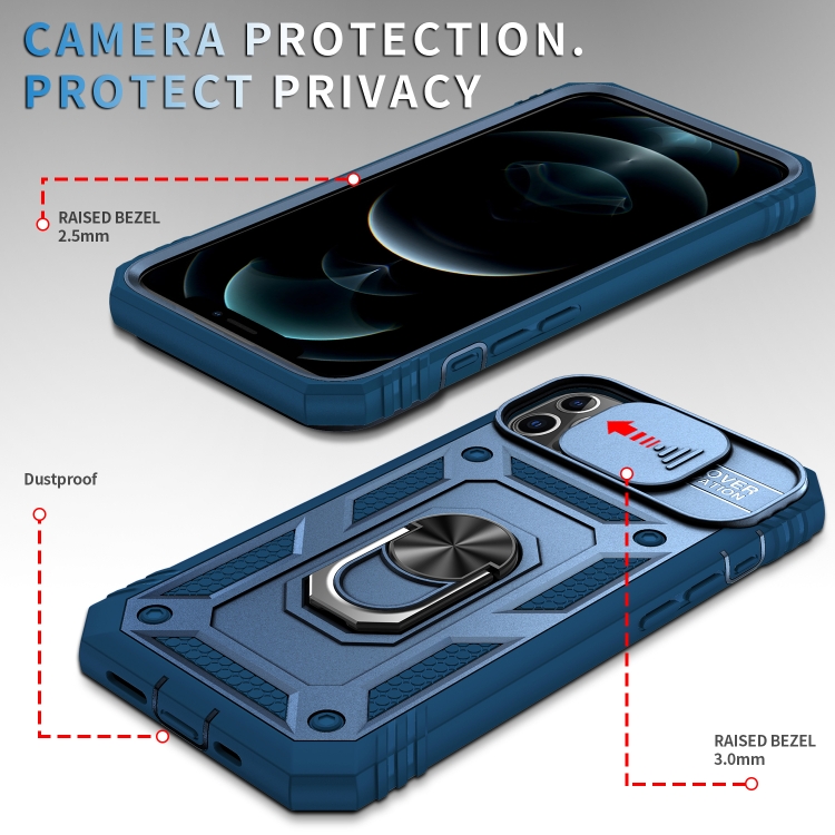 For iPhone 12 Pro Max Sliding Camera Cover Design TPU + PC Protective Case with 360 Degree Rotating Holder & Card Slot(Blue+Blue) For iPhone 12 Pro Max Sliding Camera Cover Design TPU + PC Protective Case with 360 Degree Rotating Holder & Card Slot(Blue+Blue)