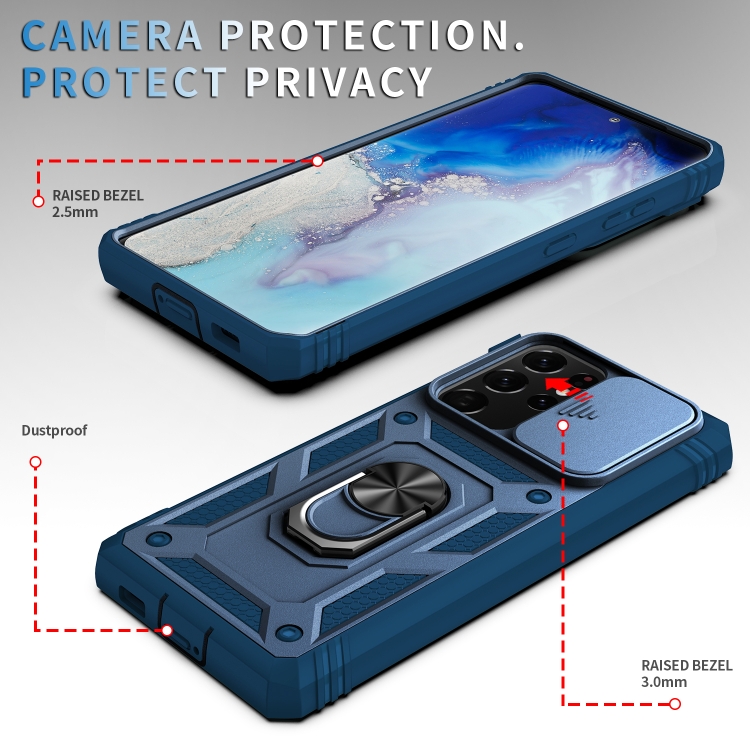 For Samsung Galaxy S21 Ultra 5G Sliding Camera Cover Design TPU + PC Protective Case with 360 Degree Rotating Holder & Card Slot(Blue+Blue) For Samsung Galaxy S21 Ultra 5G Sliding Camera Cover Design TPU + PC Protective Case with 360 Degree Rotating Holder & Card Slot(Blue+Blue)