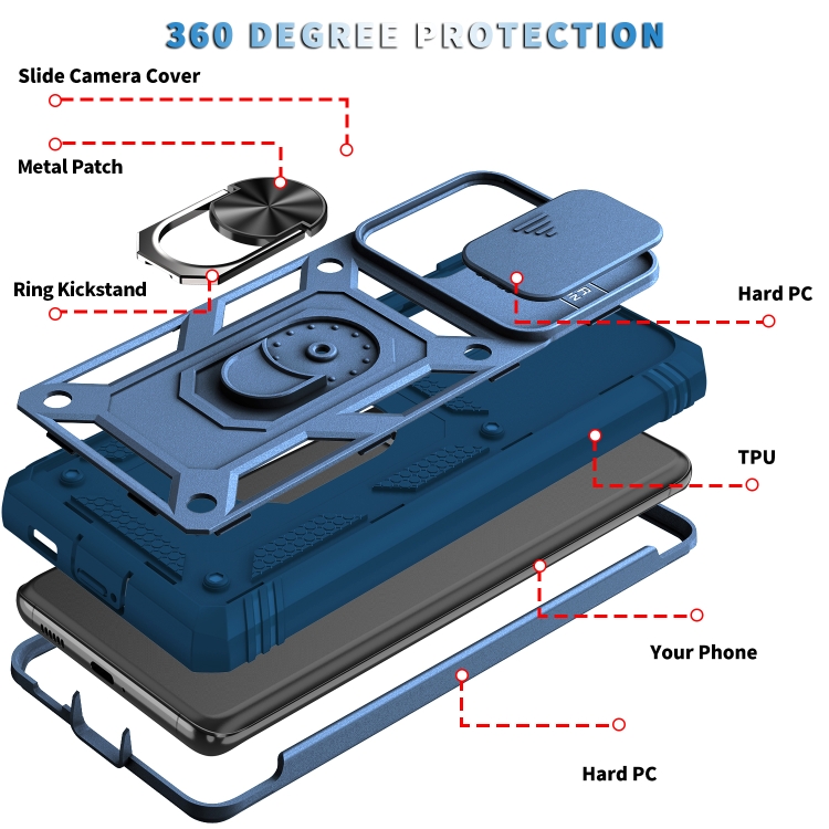 For Samsung Galaxy S21 Ultra 5G Sliding Camera Cover Design TPU + PC Protective Case with 360 Degree Rotating Holder & Card Slot(Blue+Blue) For Samsung Galaxy S21 Ultra 5G Sliding Camera Cover Design TPU + PC Protective Case with 360 Degree Rotating Holder & Card Slot(Blue+Blue)