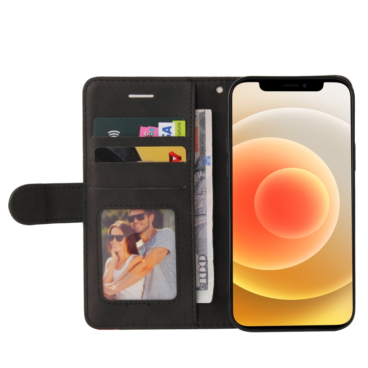 For iPhone 13 mini Dual-color Splicing Horizontal Flip PU Leather Case with Holder & Card Slots & Wallet (Black) For iPhone 13 mini Dual-color Splicing Horizontal Flip PU Leather Case with Holder & Card Slots & Wallet (Black)