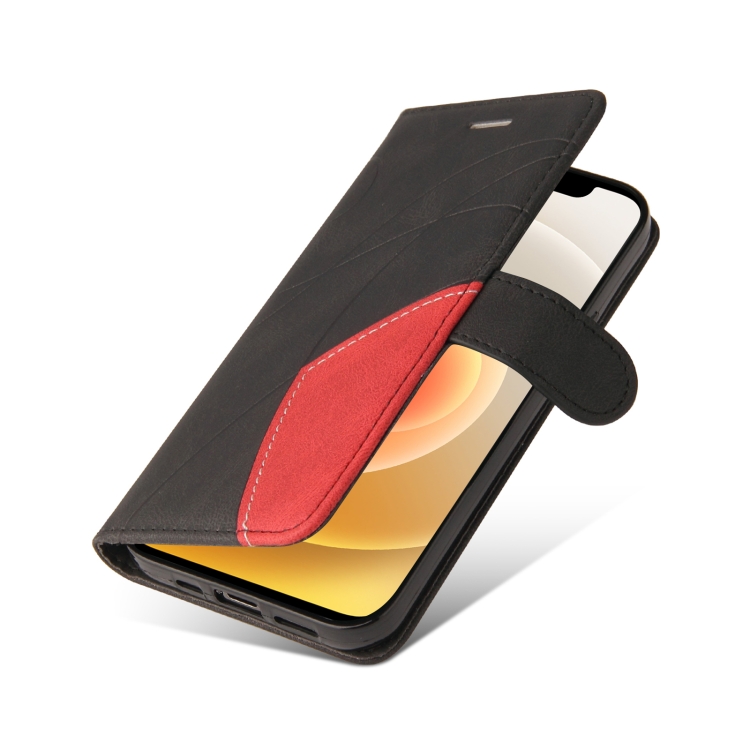For iPhone 13 mini Dual-color Splicing Horizontal Flip PU Leather Case with Holder & Card Slots & Wallet (Black) For iPhone 13 mini Dual-color Splicing Horizontal Flip PU Leather Case with Holder & Card Slots & Wallet (Black)