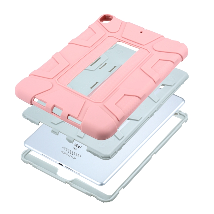 C5 Four Corners Shockproof Silicone + PC Protective Case with Holder For iPad Air 3 10.5 2019 / iPad Pro 10.5(Rose Gold + Grey) C5 Four Corners Shockproof Silicone + PC Protective Case with Holder For iPad Air 3 10.5 2019 / iPad Pro 10.5(Rose Gold + Grey)