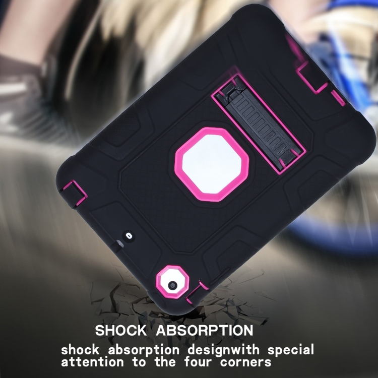 C5 Four Corners Shockproof Silicone + PC Protective Case with Holder For iPad mini 3 / 2 / 1(Black + Rose Red) C5 Four Corners Shockproof Silicone + PC Protective Case with Holder For iPad mini 3 / 2 / 1(Black + Rose Red)
