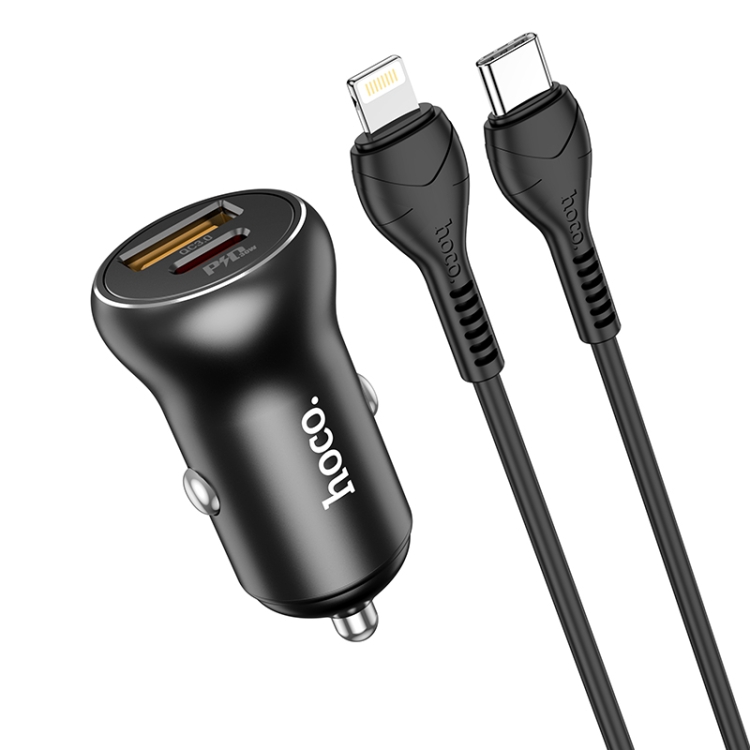 hoco NZ5 PD 30W Type-C / USB-C + QC 3.0 USB Car Charger with Type-C / USB-C to 8 Pin Data Cable(Black) hoco NZ5 PD 30W Type-C / USB-C + QC 3.0 USB Car Charger with Type-C / USB-C to 8 Pin Data Cable(Black)