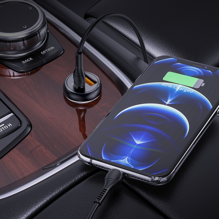 hoco NZ5 PD 30W Type-C / USB-C + QC 3.0 USB Car Charger with Type-C / USB-C to 8 Pin Data Cable(Black) hoco NZ5 PD 30W Type-C / USB-C + QC 3.0 USB Car Charger with Type-C / USB-C to 8 Pin Data Cable(Black)