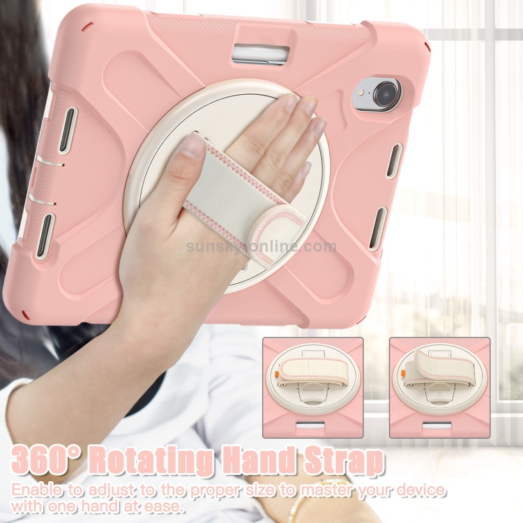 For iPad mini 6 / mini 2024 Silicone Hybrid PC Tablet Case with Grip Holder & Shoulder Strap (Rose Gold) For iPad mini 6 / mini 2024 Silicone Hybrid PC Tablet Case with Grip Holder & Shoulder Strap (Rose Gold)
