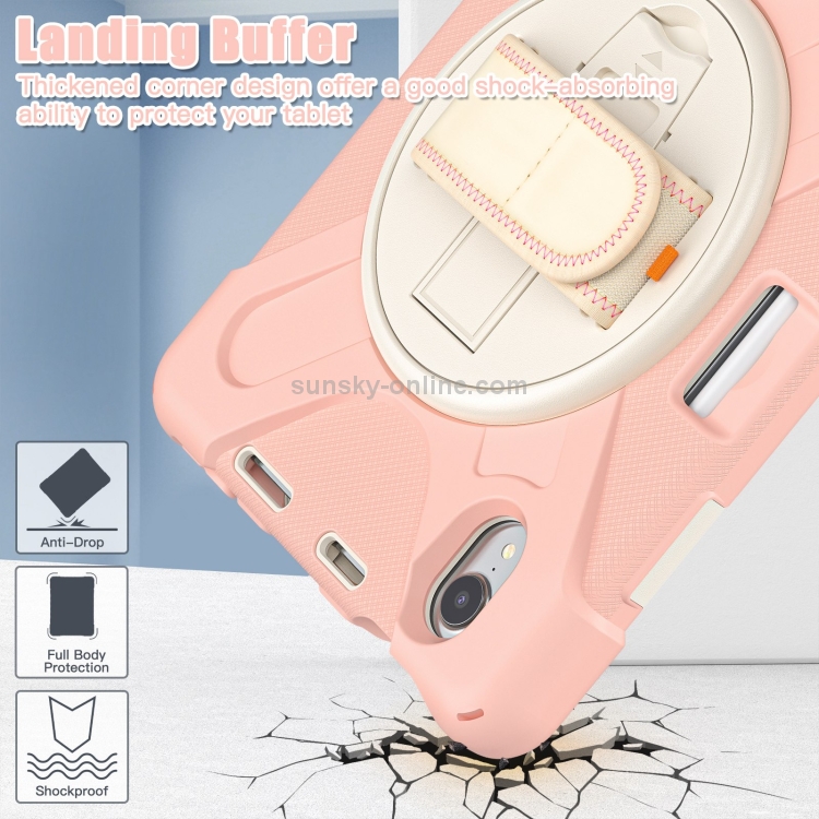 For iPad mini 6 / mini 2024 Silicone Hybrid PC Tablet Case with Grip Holder & Shoulder Strap (Rose Gold) For iPad mini 6 / mini 2024 Silicone Hybrid PC Tablet Case with Grip Holder & Shoulder Strap (Rose Gold)