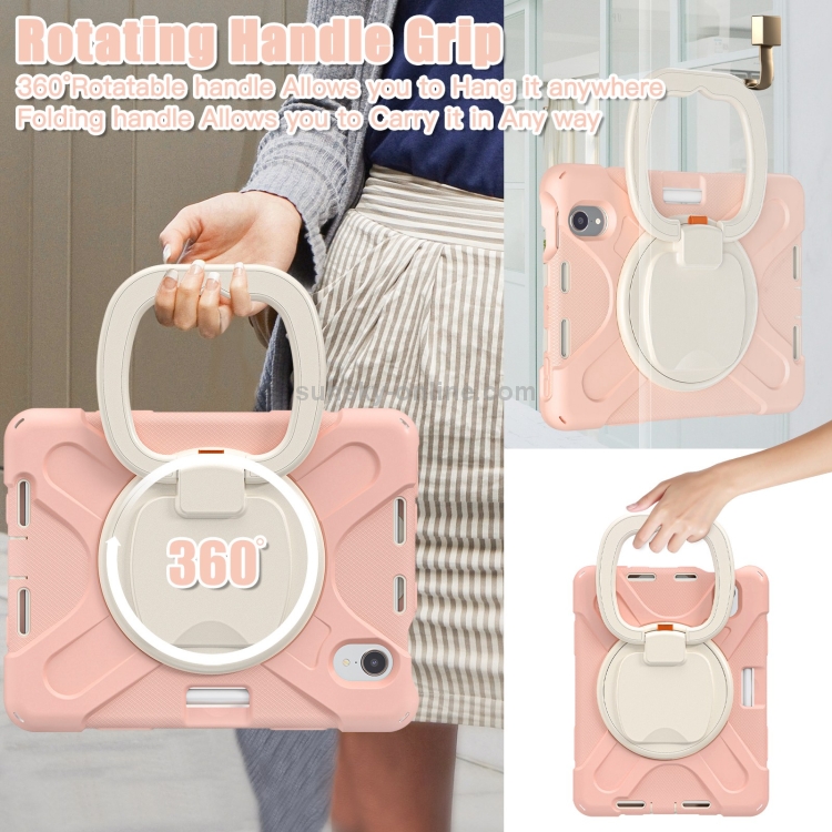 For iPad mini 6 / mini 2024 Heavy Duty Silicone Hybrid PC Tablet Case with Holder & Shoulder Strap(Rose Gold) For iPad mini 6 / mini 2024 Heavy Duty Silicone Hybrid PC Tablet Case with Holder & Shoulder Strap(Rose Gold)