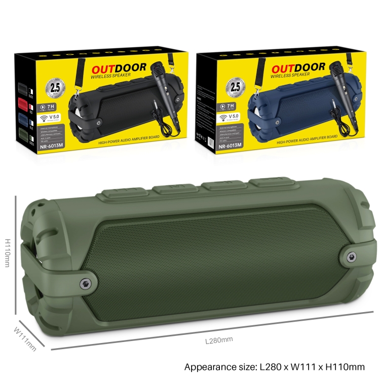 新乐欣NR-6013M 便携户外卡拉OK无线蓝牙音箱带麦克风&肩带（黑色）