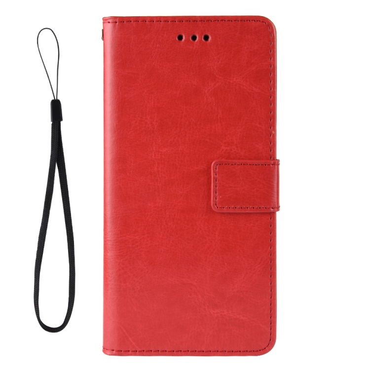 For Samsung Galaxy M21 2021 Crazy Horse Texture Horizontal Flip Leather  Case with Holder Card Slots Lanyard(Red)