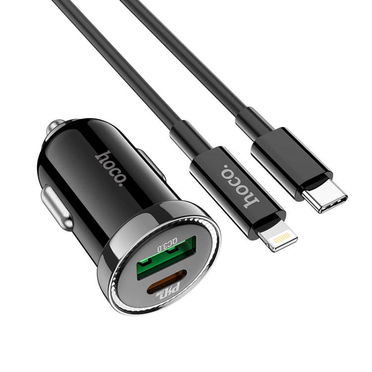 hoco Z44 Leading PD 20W USB-C / Type-C + QC 3.0 USB Car Charger with USB-C / Type-C to 8 Pin Data Cable Set(Black) hoco Z44 Leading PD 20W USB-C / Type-C + QC 3.0 USB Car Charger with USB-C / Type-C to 8 Pin Data Cable Set(Black)