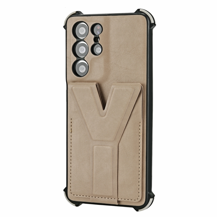 For Samsung Galaxy S21 Ultra 5G Y Style Multifunction Card Stand Back Cover PU + TPU + PC Magnetic Shockproof Case(Khaki) For Samsung Galaxy S21 Ultra 5G Y Style Multifunction Card Stand Back Cover PU + TPU + PC Magnetic Shockproof Case(Khaki)