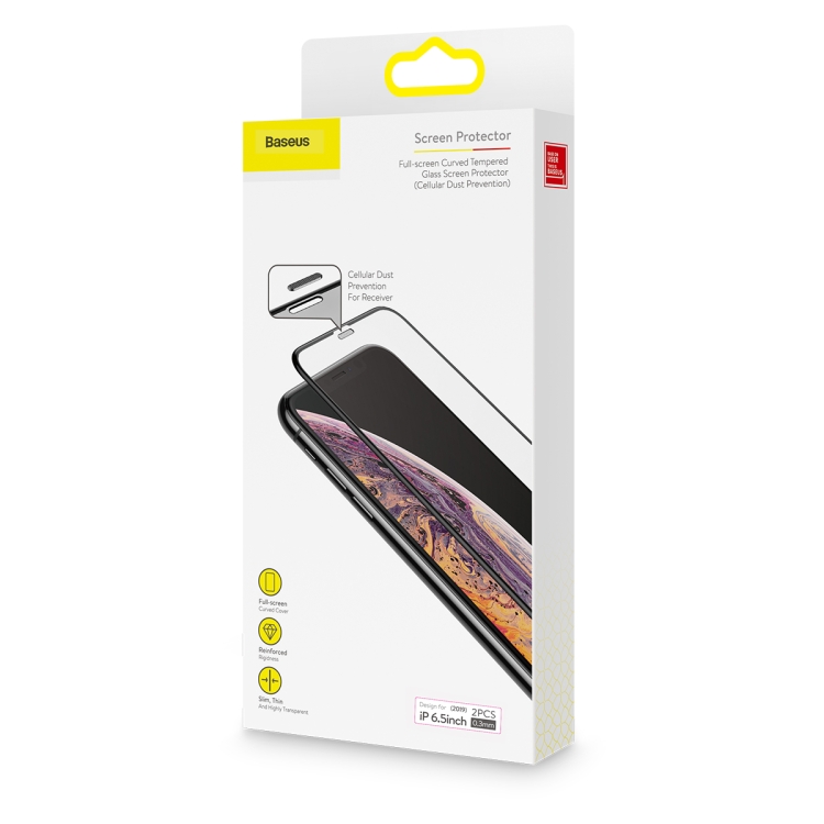 2 PCS Baseus 0.3mm Full Screen Curved Edge Cellular Dust Tempered Glass Film For iPhone 11 Pro Max / XS Max 2 PCS Baseus 0.3mm Full Screen Curved Edge Cellular Dust Tempered Glass Film For iPhone 11 Pro Max / XS Max