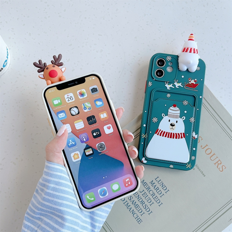 For iPhone 11 Pro Max Christmas Cartoon Pattern TPU Shockproof Case with Card Slot (Elk White) For iPhone 11 Pro Max Christmas Cartoon Pattern TPU Shockproof Case with Card Slot (Elk White)