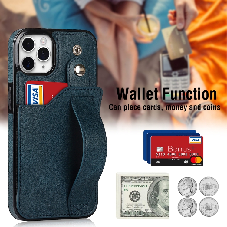 For iPhone 11 Pro Max Crazy Horse Texture Shockproof TPU + PU Leather Case with Card Slot & Wrist Strap Holder (Sapphire Blue) For iPhone 11 Pro Max Crazy Horse Texture Shockproof TPU + PU Leather Case with Card Slot & Wrist Strap Holder (Sapphire Blue)