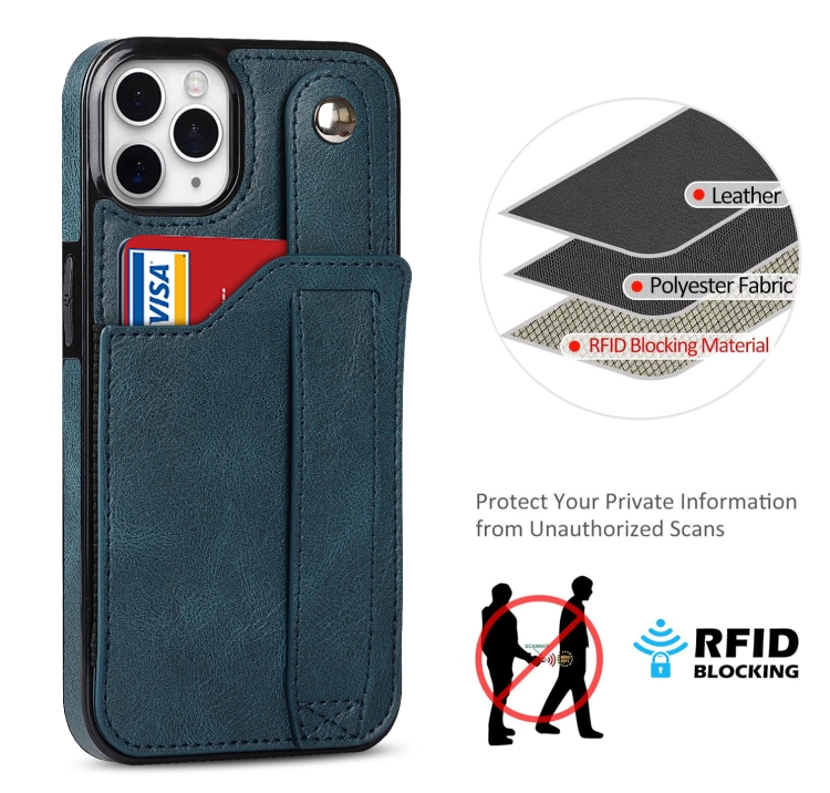 For iPhone 11 Pro Max Crazy Horse Texture Shockproof TPU + PU Leather Case with Card Slot & Wrist Strap Holder (Sapphire Blue) For iPhone 11 Pro Max Crazy Horse Texture Shockproof TPU + PU Leather Case with Card Slot & Wrist Strap Holder (Sapphire Blue)