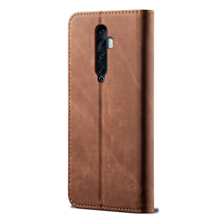 For OPPO Reno Denim Texture Casual Style Horizontal Flip Leather