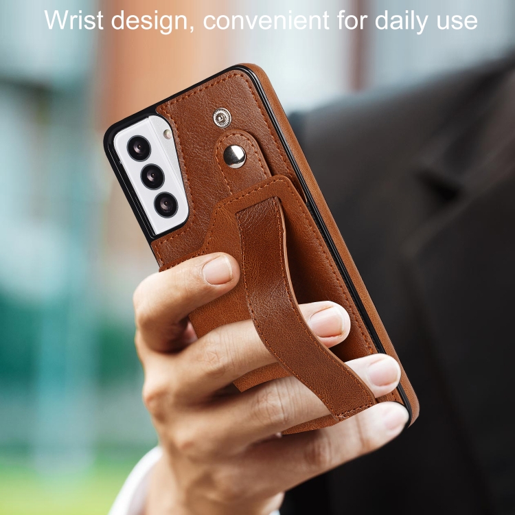 For Samsung Galaxy S21+ 5G Crazy Horse Texture Shockproof TPU + PU Leather Case with Card Slot & Wrist Strap Holder(Brown) For Samsung Galaxy S21+ 5G Crazy Horse Texture Shockproof TPU + PU Leather Case with Card Slot & Wrist Strap Holder(Brown)