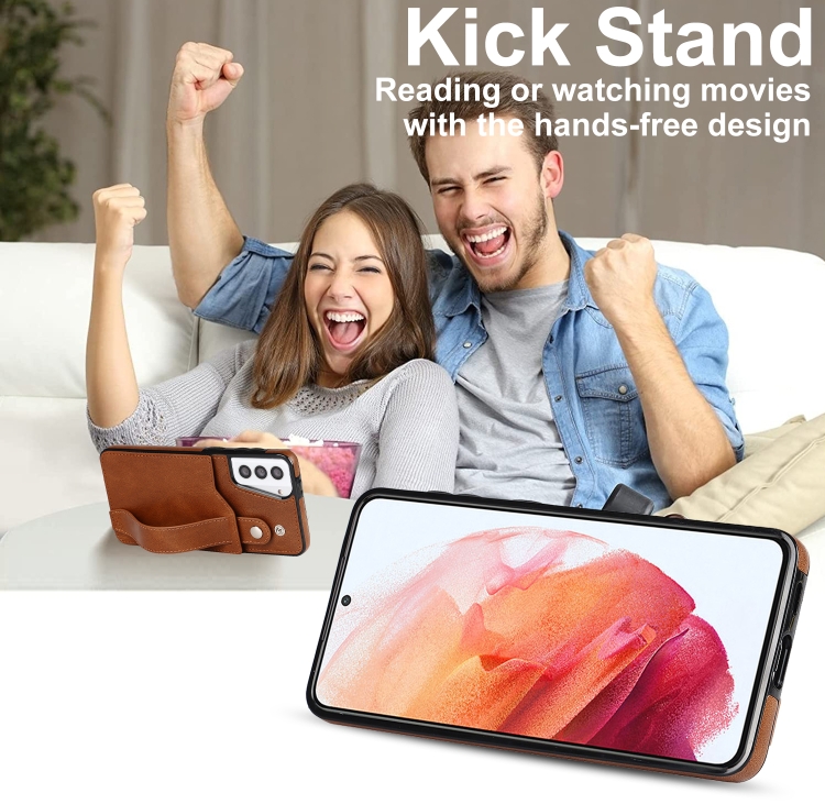 For Samsung Galaxy S21+ 5G Crazy Horse Texture Shockproof TPU + PU Leather Case with Card Slot & Wrist Strap Holder(Brown) For Samsung Galaxy S21+ 5G Crazy Horse Texture Shockproof TPU + PU Leather Case with Card Slot & Wrist Strap Holder(Brown)