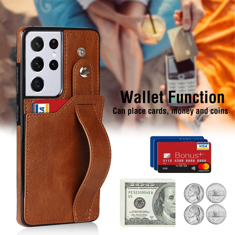 For Samsung Galaxy S21 Ultra 5G Crazy Horse Texture Shockproof TPU + PU Leather Case with Card Slot & Wrist Strap Holder(Brown) For Samsung Galaxy S21 Ultra 5G Crazy Horse Texture Shockproof TPU + PU Leather Case with Card Slot & Wrist Strap Holder(Brown)