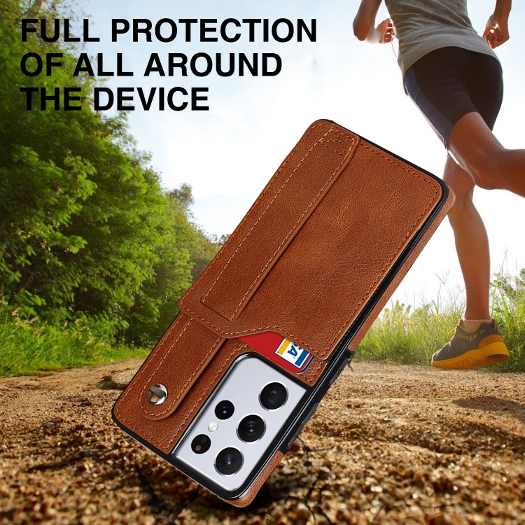 For Samsung Galaxy S21 Ultra 5G Crazy Horse Texture Shockproof TPU + PU Leather Case with Card Slot & Wrist Strap Holder(Brown) For Samsung Galaxy S21 Ultra 5G Crazy Horse Texture Shockproof TPU + PU Leather Case with Card Slot & Wrist Strap Holder(Brown)