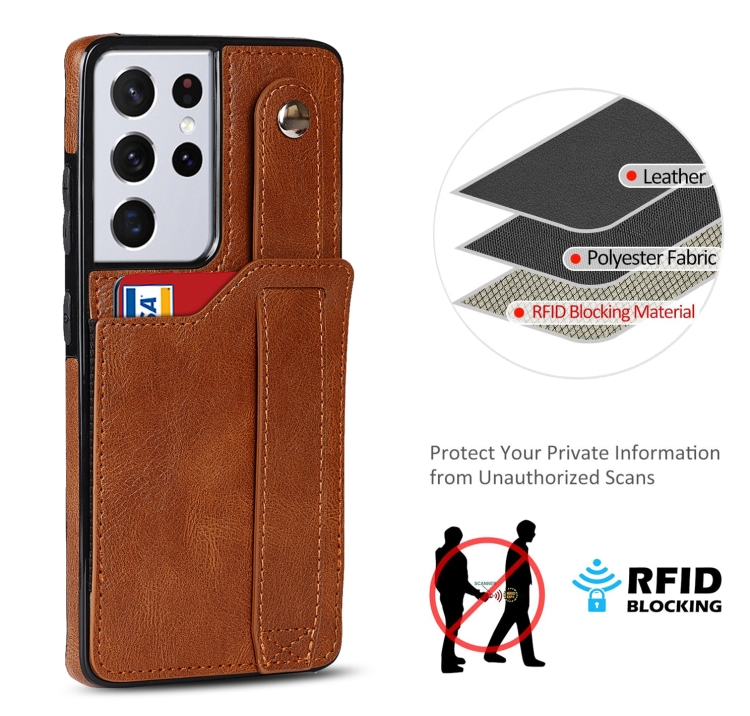 For Samsung Galaxy S21 Ultra 5G Crazy Horse Texture Shockproof TPU + PU Leather Case with Card Slot & Wrist Strap Holder(Brown) For Samsung Galaxy S21 Ultra 5G Crazy Horse Texture Shockproof TPU + PU Leather Case with Card Slot & Wrist Strap Holder(Brown)