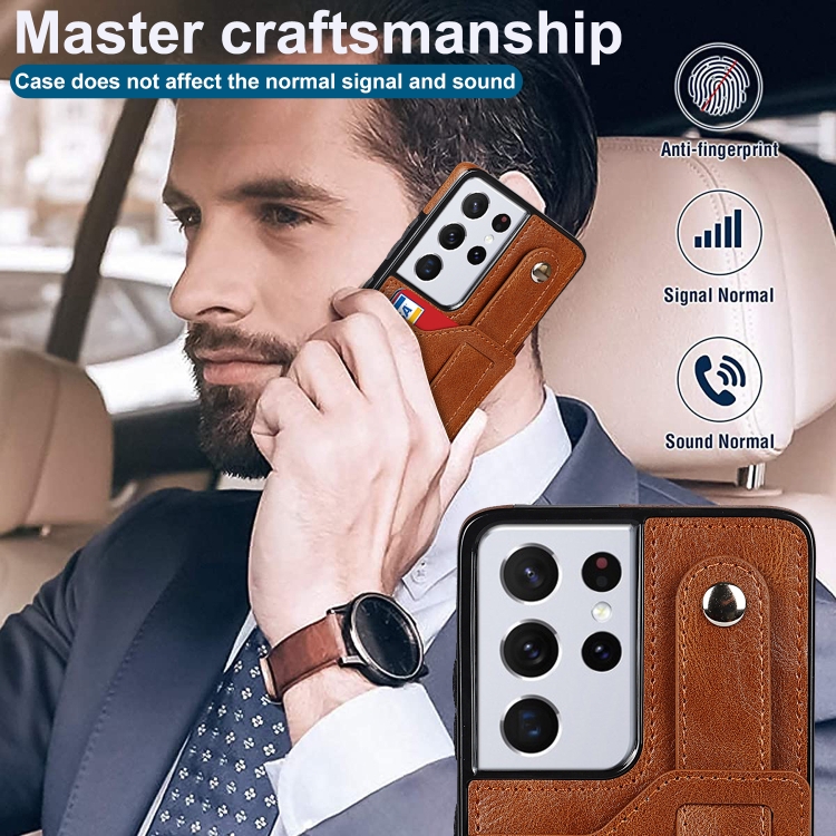For Samsung Galaxy S21 Ultra 5G Crazy Horse Texture Shockproof TPU + PU Leather Case with Card Slot & Wrist Strap Holder(Brown) For Samsung Galaxy S21 Ultra 5G Crazy Horse Texture Shockproof TPU + PU Leather Case with Card Slot & Wrist Strap Holder(Brown)