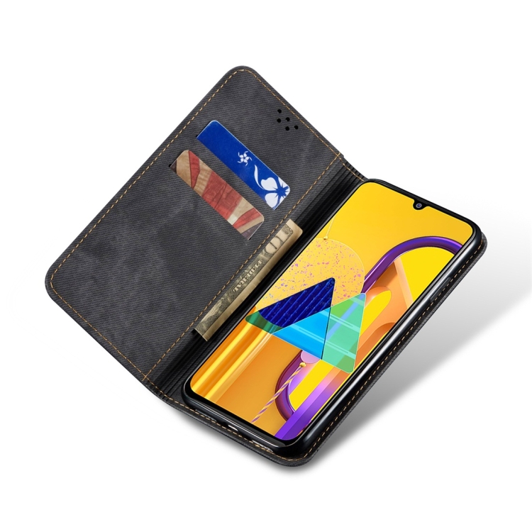 For Galaxy M30s Denim Texture Casual Style Horizontal Flip Leather Case with Holder & Card Slots & Wallet(Black) For Galaxy M30s Denim Texture Casual Style Horizontal Flip Leather Case with Holder & Card Slots & Wallet(Black)