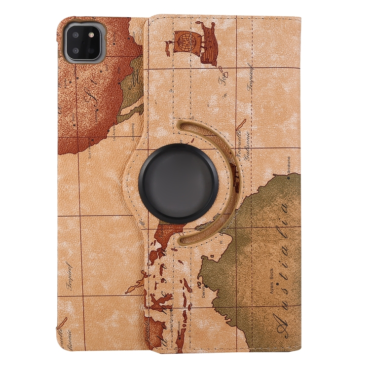 For iPad Pro 12.9 2022 / 2021 / 2020 360 Degree Rotating Map Pattern Leather Tablet Case with Holder(Light Brown) For iPad Pro 12.9 2022 / 2021 / 2020 360 Degree Rotating Map Pattern Leather Tablet Case with Holder(Light Brown)