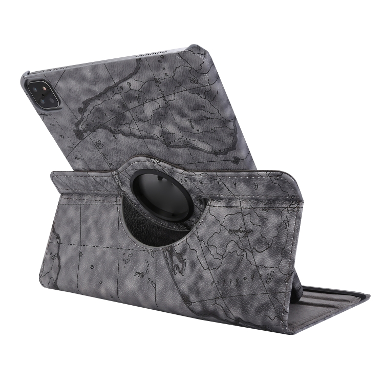 For iPad Pro 12.9 2022 / 2021 / 2020 360 Degree Rotating Map Pattern Leather Tablet Case with Holder(Light Brown) For iPad Pro 12.9 2022 / 2021 / 2020 360 Degree Rotating Map Pattern Leather Tablet Case with Holder(Light Brown)