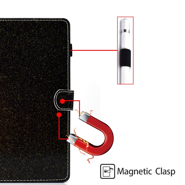 For iPad mini 2024 / mini 6 Glossy Glitter Powder Horizontal Flip Leather Tablet Case with Holder & Card Slot & Sleep / Wake-up Function(Black)