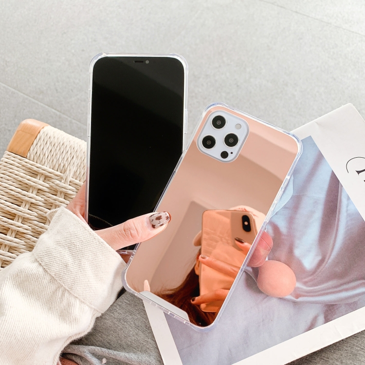 For iPhone 13 mini TPU + Acrylic Four Drop Luxury Plating Mirror Phone Case Cover (Rose Gold) For iPhone 13 mini TPU + Acrylic Four Drop Luxury Plating Mirror Phone Case Cover (Rose Gold)