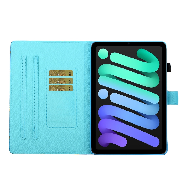 For iPad mini 2024 / mini 6 Coloured Drawing Stitching Horizontal Flip Leather Tablet Case with Holder & Card Slot & Sleep / Wake-up Function(Butterflies)