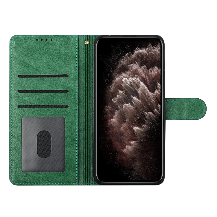 For iPhone 13 mini Beauty Girl Embossing Pattern Horizontal Flip Leather Case with Holder & Card Slot & Wallet & Photo Frame (Green)
